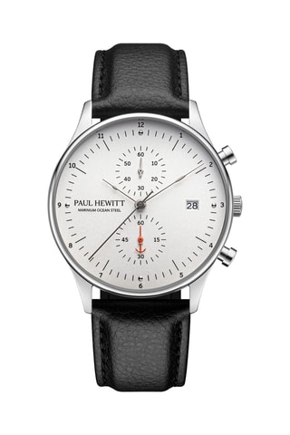 Vegan Leren Quartz Horloge Chrono - Chronograaf - Zwart en Zilverkleurig