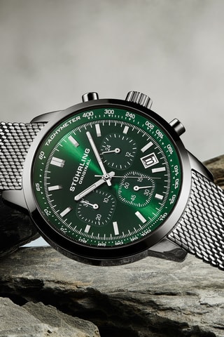 Relógio de quartzo em aço - Cronógrafo - Prateado