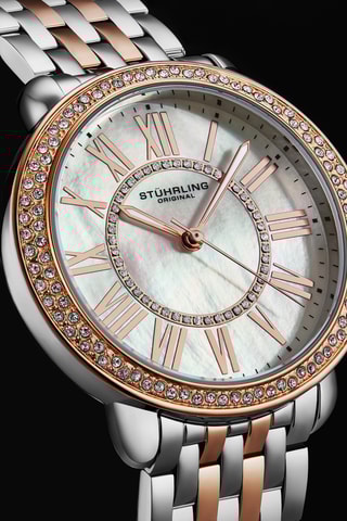 Relógio de quartzo em aço - Dourado-rosa e prateado