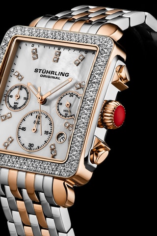 Relógio de quartzo em aço - Cronógrafo - Prateado e dourado