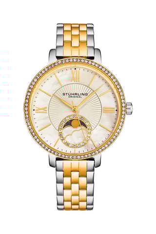 Relógio de quartzo em aço 
Prateado e dourado