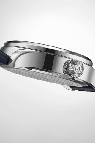 Relógio de quartzo em couro - Azul e prateado