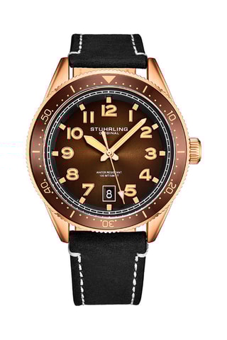 Relógio quartzo de couro Monaco Preto e dourado-rosa