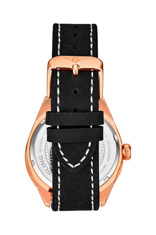 Relógio quartzo de couro Monaco Preto e dourado-rosa