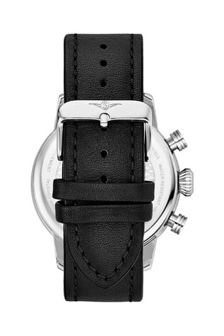 Relógio de quartzo em couro   Contador de segundos - Preto e prateado