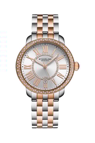 Relógio de quartzo em aço - Dourado-rosa e prateado