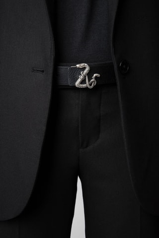 Ceinture en cuir de vachette - Noir