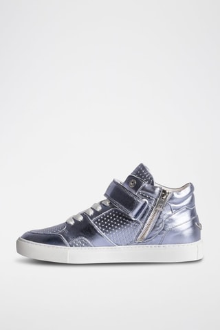 Baskets montantes en cuir - Argenté