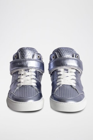 Baskets montantes en cuir - Argenté