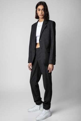 Pantalon en laine - Anthracite et blanc