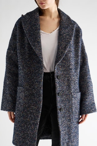 Manteau en laine, mohair et alpaga - Bleu