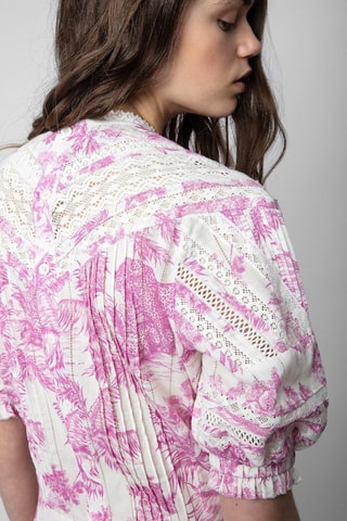 Robe patineuse - Blanc et fuchsia