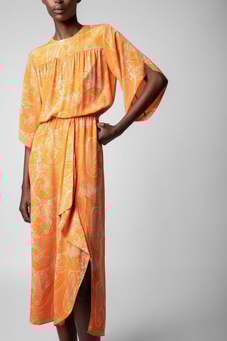 Robe midi en soie - Corail