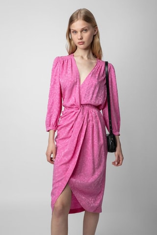 Robe midi en soie - Fuchsia