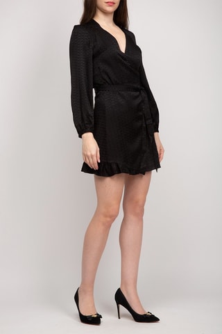 Robe portefeuille en laine et cachemire - Noir