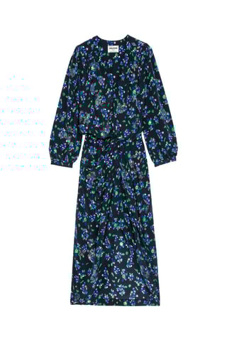 Robe midi en soie - Noir et bleu foncé