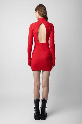 Robe pull en mérinos - Rouge