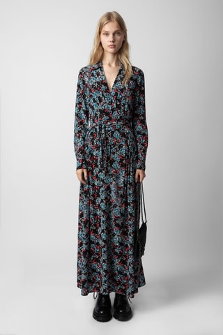 Robe chemise en soie - Noir