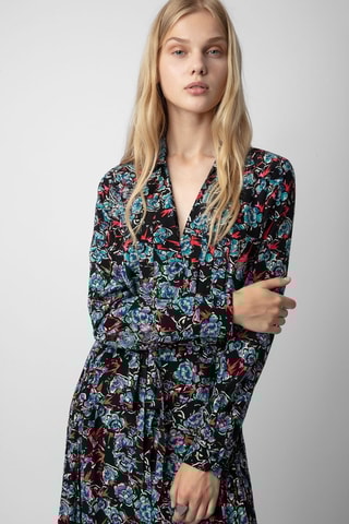 Robe chemise en soie - Noir