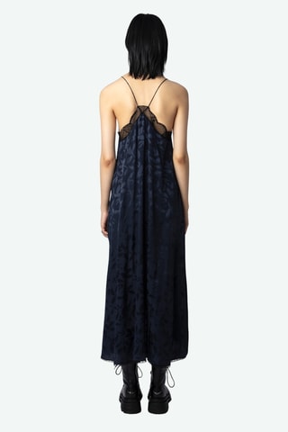 Robe midi en soie - Bleu marine
