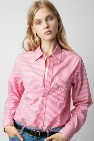 Chemisier en coton biologique - Rose