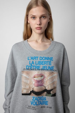 Sweat en coton biologique - Gris foncé chiné