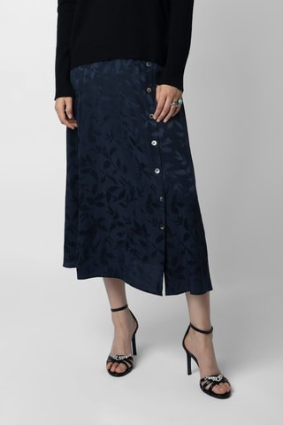 Jupe portefeuille en soie - Bleu marine