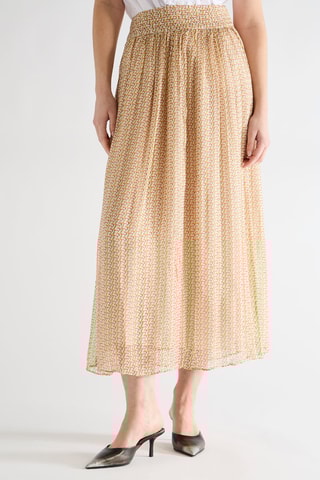 Jupe longue taille haute - Orange et écru