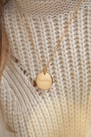 Collier personnalisable Disque Signature - Argent ou plaqué or jaune ou plaqué or rose