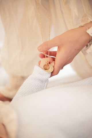 Collier personnalisable Double Disque Martelé - Argent ou plaqué or jaune ou plaqué or rose