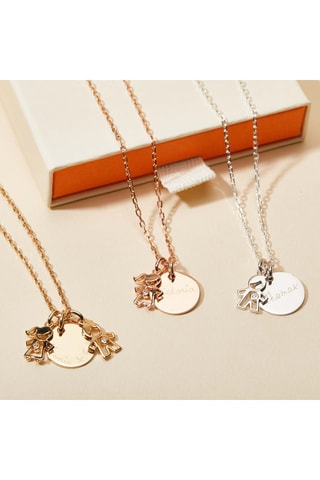 Collier personnalisable Maman Cristal Fille - Argent ou plaqué or jaune ou plaqué or rose