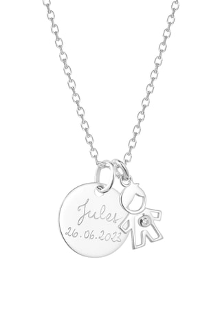 Collier personnalisable Maman Cristal Garçon - Argent ou plaqué or jaune ou plaqué or rose