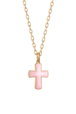 Collier personnalisable Croix rose - Argent ou plaqué or jaune