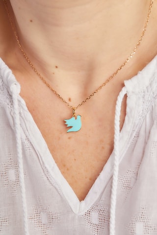Collier personnalisable Colombe turquoise - Argent ou plaqué or jaune
