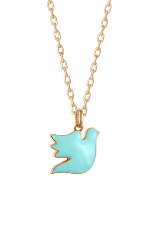 Collier personnalisable Colombe turquoise - Argent ou plaqué or jaune