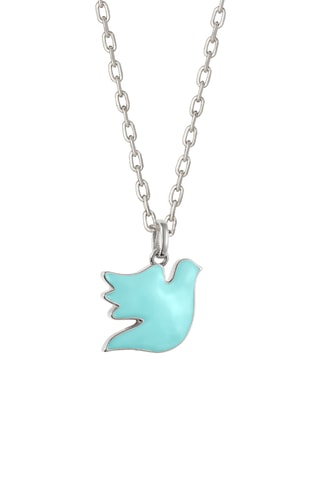 Collier personnalisable Colombe turquoise - Argent ou plaqué or jaune