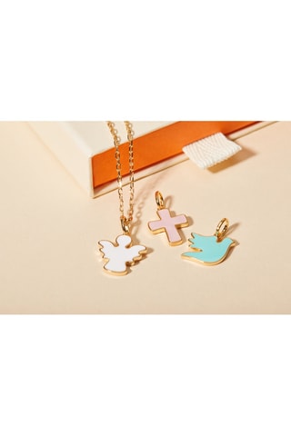 Collier personnalisable Colombe rose - Argent ou plaqué or jaune