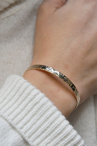 Jonc ouvert personnalisable Martelé - Plaqué or jaune ou plaqué or rose