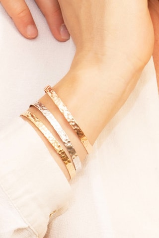 Jonc personnalisable semi-rigide Martelé - Argent ou plaqué or jaune ou plaqué or rose