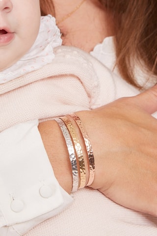 Jonc personnalisable semi-rigide Martelé - Argent ou plaqué or jaune ou plaqué or rose