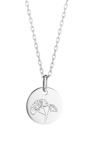 Collier personnalisable Prénom Fleur de naissance Janvier - Argent ou plaqué or jaune ou plaqué or rose