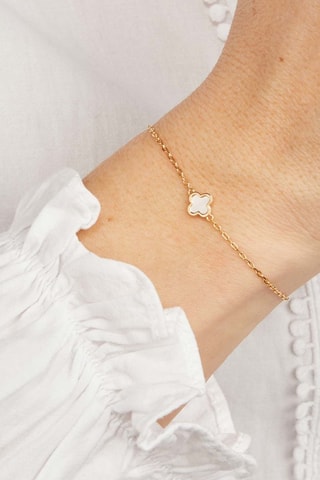 Bracelet personnalisable Initiale Croix Romane - Nacre et doré à l'or fin