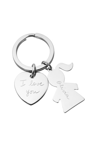 Porte-clés personnalisable Family Coeur et Fille - Acier inoxydable