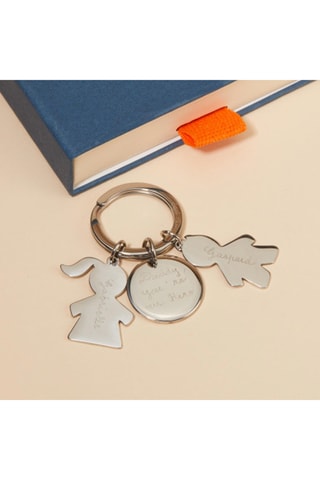 Porte-clés personnalisable Family Disque et Fille - Acier inoxydable