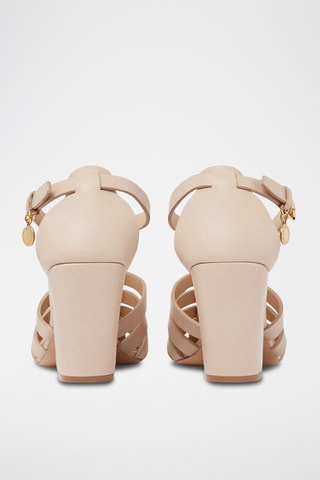 Sandalen met sleehak - Beige