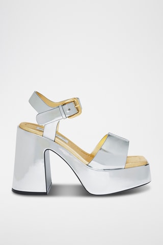 Platform Sandalen met Hak - Zilverkleurig