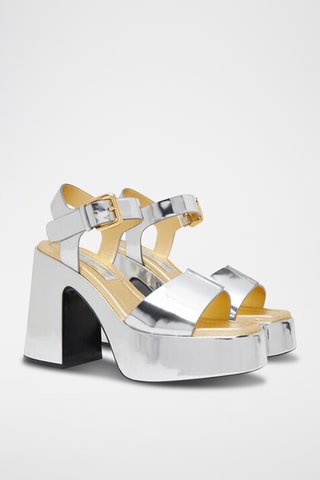 Platform Sandalen met Hak - Zilverkleurig