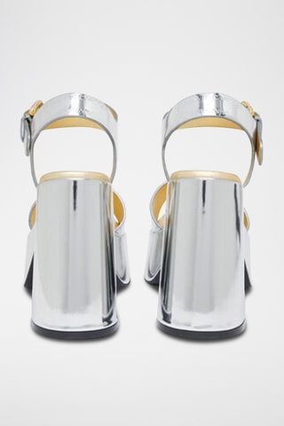 Platform Sandalen met Hak - Zilverkleurig