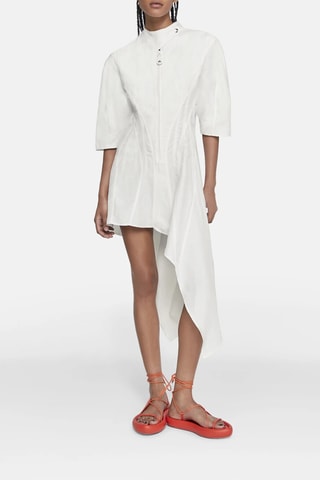 Asymmetrische Linnen Jurk - Wit