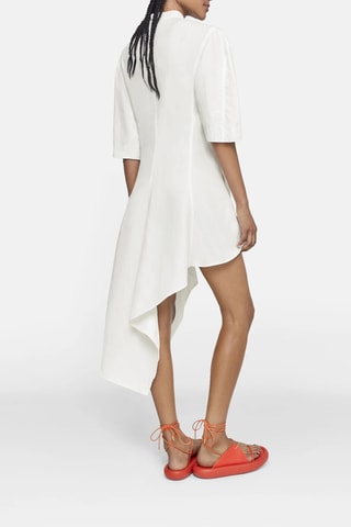 Asymmetrische Linnen Jurk - Wit